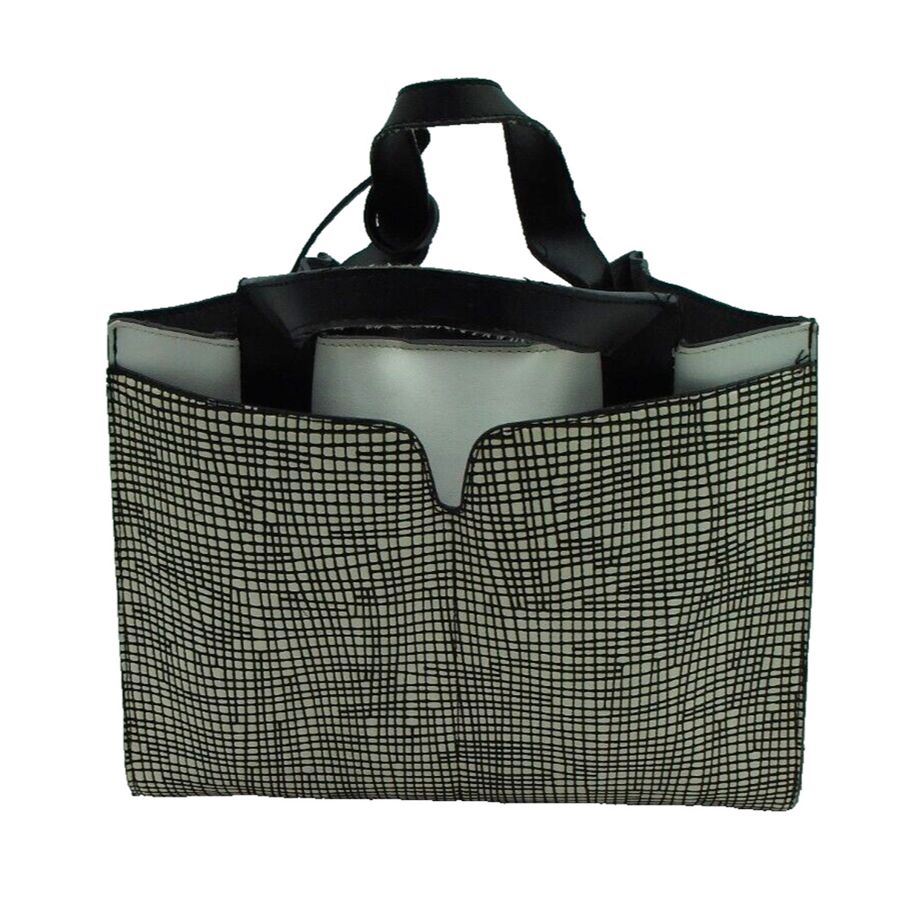 London Fog Faux‎ Leather Satchel Handbag - Black/ White for women